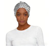 Turban pré-noué imprimé à figures géométriques argentées, foulard léger et élégant, pour le sommeil des femmes