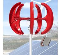 Turbine éolienne 16000W Kit de Générateur D'éolienne,Ensemble D'électricité D'éolienne Verticale lanterne éolienne à axes verticaux Kit d'éolienne 5 pales générateur d'énergie éolienne(Red,12V)