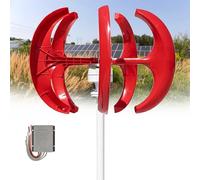 Turbine éolienne 16000W Turbine Éolienne Lanterne 12V 24V 48V Générateur éolienne Lanterne blanche Kit éolien vertical à 5 pales pour éolienne avec contrôleur(Red,12V)