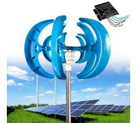 Turbine éolienne verticale 12 000 W 12 V/24 V/48 V avec 5 pales et contrôleur, aimant permanent 3 phases AC, parfait pour la maison, la terrasse, le chalet, le camping-car, noir