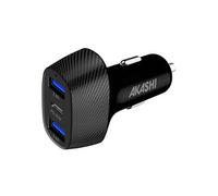 Akashi Chargeur Voiture Fast Charging 50W 2x USB-C / 2x USB Power Delivery Noir
