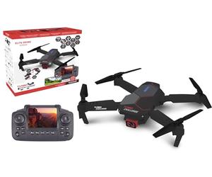 TURBO CHALLENGE - Drone - Quadricoptère - 400329 - Dispositif Volant - Noir - 2 Batteries Rechargeables - Cadeau - Anniversaire - Vidéo - Photo - Radiocommandé - Ecran Intégré - À Partir de 14 Ans