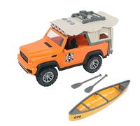 TURBO CHALLENGE - Tout Terrain avec Kayak - Cap Aventure - 021231-1/16 - Prêt à Rouler - Piles Incluses - Voiture Friction - Orange - Plastique - À Partir de 3 Ans