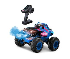 TURBO CHALLENGE - Turbo Roar 100 - Cascade - 1/12-095360 - Voiture Télécommandée - Bleu - Prêt à Rouler - Option Fumée - Batterie Rechargeable et Piles incluses - Plastique - À Partir de 6 Ans