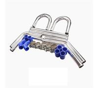 Turbo D'Admission d'air Tuyau Kit Tuyauterie Universel Aluminium Pour Échangeur Turbo 2'' 51Mm 2,5'' 63Mm 3'' 76Mm + Tuyaux Silicone + Colliers Serrage Tuyau D'air Voiture(51mm 2in blue)