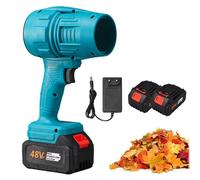 Turbo Jet Blower, Souffleur de Feuilles sans Fil 350 000 TR/Min avec 2 Batteries 48 V et Chargeur, pour Le Nettoyage, Le Camping et L'automobile(Blue)