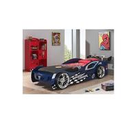 TURBO - Lit Voiture Racing 90x200cm + Bibliothèque H.134cm -