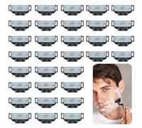 Turbo Lot de 32 lames de rechange pour rasoir, pour homme, lames de rechange professionnelles adaptées aux contours du visage, cadeaux pour pères et petits amis