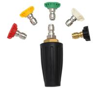 Turbo Nozzle Set Rotating Pressure Washer Turbo Nozzle Fan-shaped Tips with 5 Angles 1/4" Quick Connect Attachment Universal Pivot Adapter Coupler for Cleaning