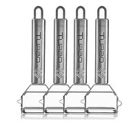 TURBO PRODUKTE Éplucheur en acier inoxydable pour fruits et légumes - Avant et arrière avec lame pendulaire pour gauchers et droitiers - Fonction 3en1