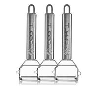 TURBO PRODUKTE Éplucheur en acier inoxydable pour fruits et légumes - Avant et arrière avec lame pendulaire pour gauchers et droitiers - Fonction 3en1