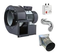 Turbo Ventilateur radial centrifuge 1800 m3/h 230 V + tuyau flexible + régulateur d'aspiration d'air Ventilateur radial Ventilateur centrifuge Ventilateur radial Ventilateur