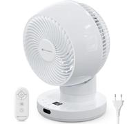 Turbo Ventilateur Silencieux 20dB Moteur DC 12h Minuteur Planification de Démarrage et d`Arrêt 3D Oscillation 3 Modes Petit Ventilateur de Table avec Télécommande pour Chambre, Bureau, Blanc