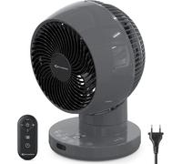 Turbo Ventilateur Silencieux 20dB Moteur DC 12h Minuteur Planification de Démarrage et d¿Arrêt 3D Oscillation 3 Modes Petit Ventilateur de Table avec Télécommande pour Chambre, Bureau, Gris