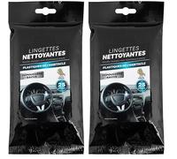TURBOCAR - Lingettes Nettoyantes Pour Les Plastiques Intérieurs - Sachet Refermable - 25 Lingettes - Parfum Vanille - Pratiques et Portables (Lot de 2)