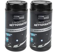 TURBOCAR - Lingettes Nettoyantes Voiture, 40 Lingettes Nettoyantes Surfaces Vitrées, Boîte Refermable, Douces et Non Abrasives, Noir, Sans Parfum (Lot de 2)