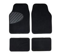 TURBOCAR - Tapis Voiture - Tapis Moquette - 4 pièces - Empiècement PVC Effet 3D sur Tapis conducteur - avec Picots antidérapants - Dimensions Avant: 65 x 44 cm - Dimensions arrière: 42 x 28 cm