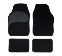 TURBOCAR - Tapis voiture - Tapis moquette - 4 pièces - Empiècement PVC effet strié noir sur tapis conducteur - Avec picots antidérapants - Dimensions avant: 65 x 44 cm - Dimensions arrière: 42 x 28 cm