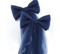 Turbokey Lot de 2 embrasses de rideaux en dentelle avec nœud doux pour décoration de chambre d'enfant, décoration d'intérieur, mariage, fête d'anniversaire (bleu marine)