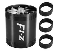 Turbonateur d'admission d'air, Duokon Universel Turbonator d'Admission d'air de Voiture, Ventilateur de Double Turbine Turbo Fan Filtre à Air d'Admission Alliage d'Aluminium + Caoutchouc (Noir)