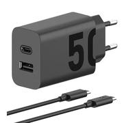 TurboPower Chargeur rapide d'origine 50 W USB C, câble de charge, câble de données, adaptateur USB-A/C, bloc d'alimentation pour Motorola Edge 70 60 50 40 30 Moto g86 G85 G84 G77 G75 G74 G57 G06