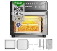 TurboTronic AFO14- Four et Friteuse à Air Chaud - Four de Table 14L - Chaleur Tournante - Mini Four - 1800 W - 50 à 230 °C - Inox
