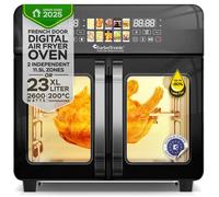 TurboTronic AFO240 - Friteuse sans huile XXL & mini four électrique 23 L - Double zone TriZone - 10 programmes - 2600 W - Noir