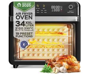 TurboTronic AFO330 - Four et Friteuse à Air Chaud - Four de Table 32 L - Chaleur Tournante - Mini Four - 2100 W - 40 à 230 °C - Inox