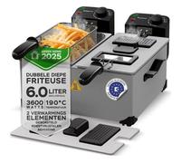 TurboTronic DF-2 Duo - Friteuse double 2×3 L - Zone froide - 3 600 W - Acier inoxydable argenté