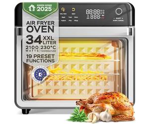 TurboTronic Four multi-intelligent, 19 en 1, four à air chaud, friteuse à air chaud, 2100 W, puissance 34 l, jusqu'à 0,5 kg de frites, mini four avec fonction déshydratation 40-230 °C, grill Airfryer
