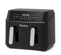 TurboTronic Friteuse à air chaud double XXL numérique, 9 l (2 x 4,5 l double chambre), 12 programmes, Airfryer, friteuse sans graisse (noir)