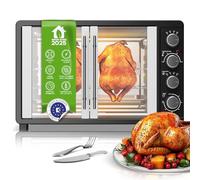 TurboTronic Mini Four Électrique 45 L, Four Posable à Chaleur Tournante avec Tournebroche, 2000 W, Four à Pizza avec Minuteur, Éclairage Intérieur et Plaque de Cuisson, Noir