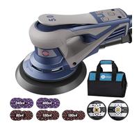 TurboVolt Ponceuse excentrique sans balais avec plateau de ponçage de 125 mm/150 mm, ponceuse de 350 W pour bois avec 20 papiers abrasifs, 7 niveaux de vitesse jusqu'à 10 000 tr/min, mallette de
