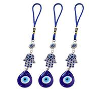 Turc Bleu Evil Eye Tapisserie Murale 3 Pièces Protection Maison avec Pendentif Mauvais Oeil Ornement Amulette Décoration Bénédiction Cadeau avec Une Croix (Bleu)