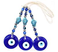 Turc Bleu Evil Eye Tapisserie Murale TAIZER 3 Pièces Oeil Bleu Protection Maison Pendentif Mauvais Oeil Ornement Amulette Maison Décoration Protection Bénédiction Cadeau Pendentif Perle Verre