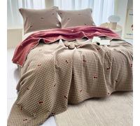 Ture Coton Mousseline Réversible Gaze 4 Couches，Inclus 2 Taies d'oreiller | Légère Et Douce Pour Lit Ou Canapé, Toutes Saisons, Chambre, Détente(F02,200x230cm(78.7"x90.6"))
