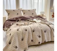 Ture Coton Mousseline Réversible Gaze 4 Couches，Inclus 2 Taies d'oreiller | Légère Et Douce Pour Lit Ou Canapé, Toutes Saisons, Chambre, Détente(F09,150x200cm(59.1"x78.7"))