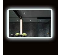 Turefans Montage mural Miroir de salle de bain, Miroir LED, Blanc froid (6400K) + 5050LED + étanche + interrupteur tactile (50 x 70 cm)