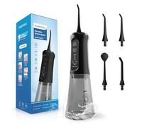 TUREWELL Hydropulseur Dentaire Portable 5 réglages de pression d'eau 310ml | 4 busettes , Rechargeable Irrigateur Dentaire Étanche IPX7 , Améliore la Santé Dentaire，La Maison et Les Voyages noir