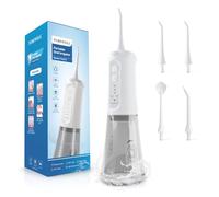 TUREWELL Jet Dentaire Hydropulseur Portable 310 ML avec 5 Modes, 4 Buses, Rechargeable Hydropulseur Dentaire Étanche IPX7 Pour La Maison et Les Voyages, Améliore la Santé Dentaire