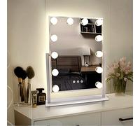 TUREWELL Miroir de Maquillage Hollywood avec lumières, Grand Miroir de courtoisie éclairé avec 3 Couleurs de lumière et 12 Ampoules LED à intensité Variable, écran Tactile Rotation à 360 degrés