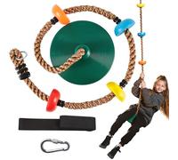 TURFEE Balançoire d'extérieur pour Enfants avec Plate-Forme, balançoire à Disque d'arbre, Corde d'escalade pour Enfants, balançoire à Plaque extérieure pour Jardin, Charge maximale 400 kg (Vert)