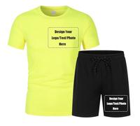 TURHAN Ensemble De Survêtement D'été Personnalisé pour Hommes, Concevez Vos Propres T-Shirts et Shorts avec Texte De Logo Photo 2,S