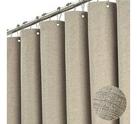 TURIM Rideau de douche en lin de qualité supérieure - 240 x 200 cm - Imperméable - Anti-moisissure - Pour salle de bain - Café clair - 180 x 200 cm