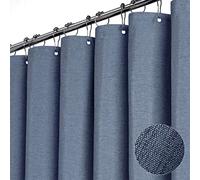 TURIM Rideau de douche Premium en lin 240 x 200 cm, imperméable, anti-moisissure, en tissu textile, pour salle de bain, bleu clair 180x200cm