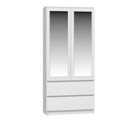 TURIN - Armoire 2 portes avec miroir style moderne chambre à coucher - 90x50x180 - 2 tiroirs