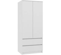 TURIN - Armoire chambre bureau - Penderie multifonctions - 2 portes - 2 grands tiroirs coulissants - Meuble de rangement - Dressing