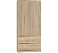 TURIN - Armoire style moderne chambre salon - Penderie multifonctions - 2 portes + tiroirs - Dressing - Système TIP-ON