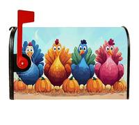 Turkey Housse magnétique pour boîte aux lettres de Thanksgiving avec plumes de citrouille pour décorations extérieures Orange 45,7 x 53,3 cm