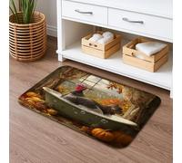 Turkey in Bathtub Tapis de bain d'automne amusant décoratif antidérapant vintage en mousse à mémoire de forme lavable pour salle de bain 40,6 x 61 cm
